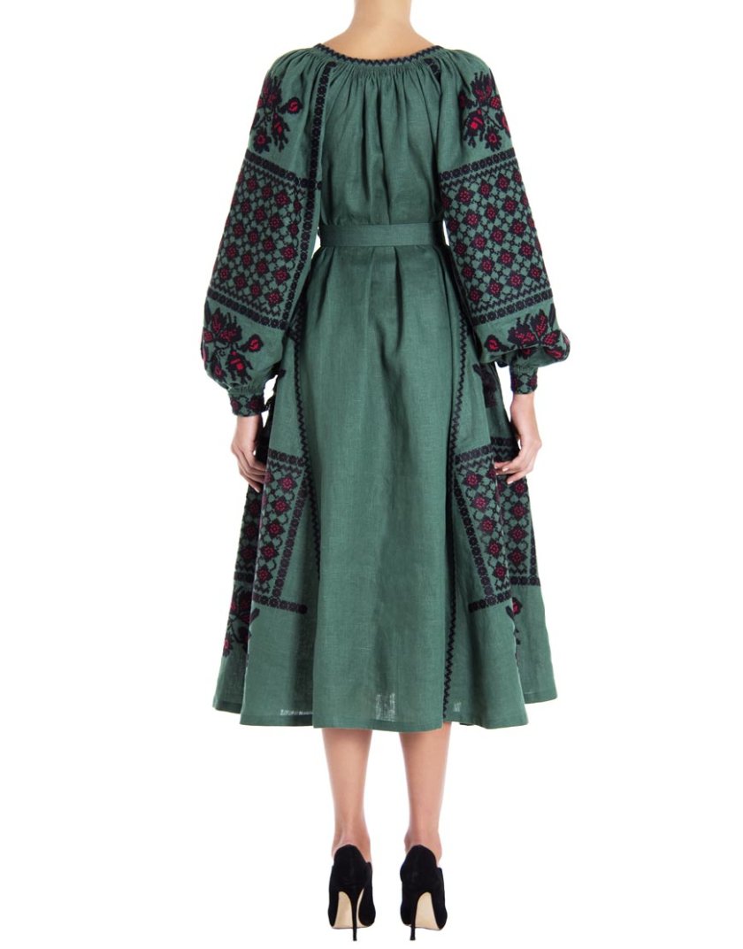 Платье-вышиванка «Зелёный шик» FOBERI_01108, фото 1 - в интернет магазине KAPSULA