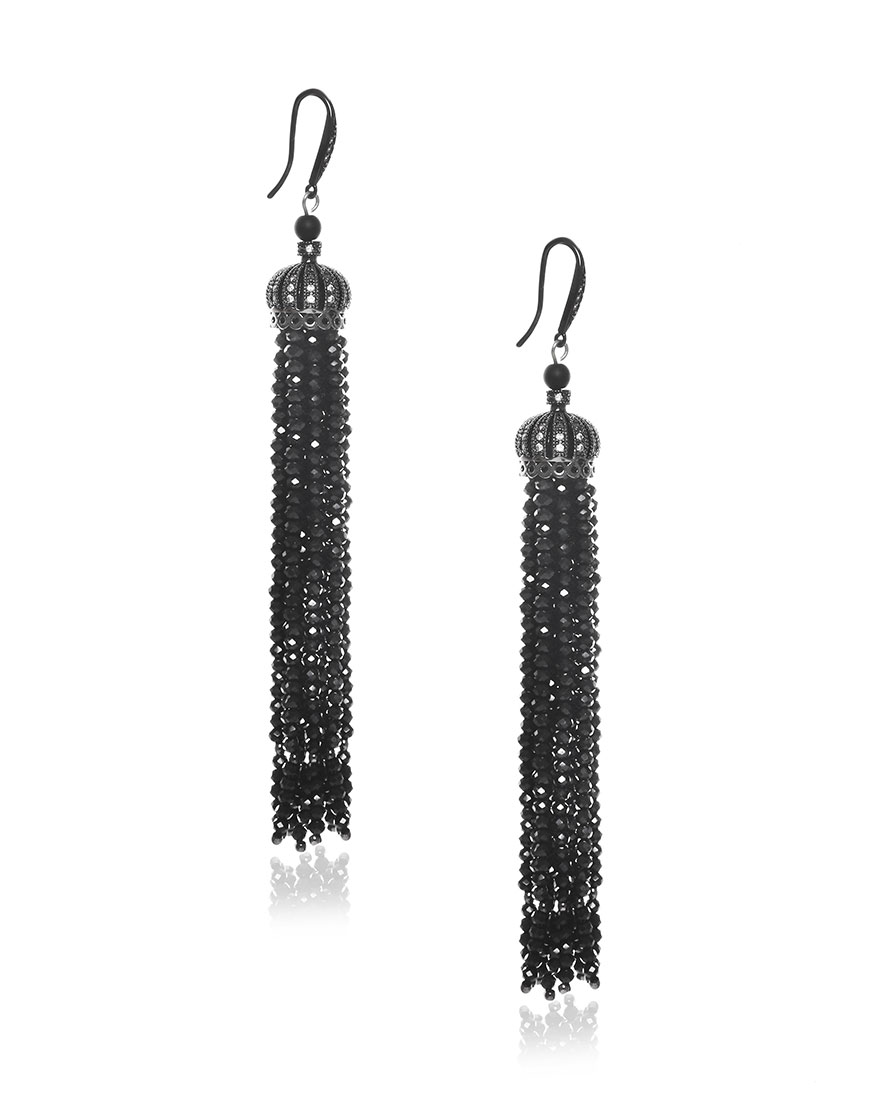 

Серьги-кисти из черных бусин Swarovski