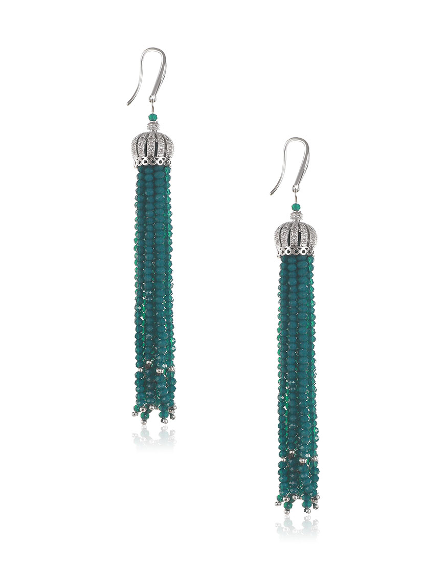 

Серьги-кисти из изумрудных бусин Swarovski
