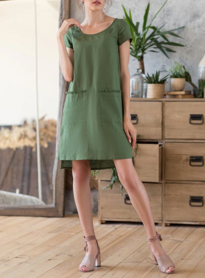 Льняное платье с разрезами по бокам MRND_М27-3, фото 1 - в интернет магазине KAPSULA
