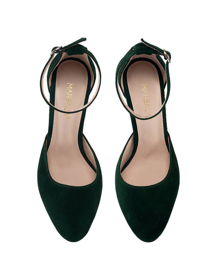 Замшеві туфлі Mary Jane Dark Green MRSL_993263, фото 1 - в интернет магазине KAPSULA