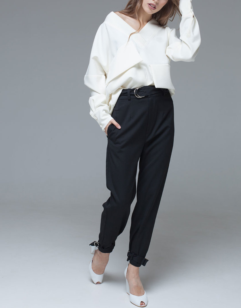 Блуза из костюмной вискозы с объемными карманами и поясом xm_fw109, фото 1 - в интернет магазине KAPSULA