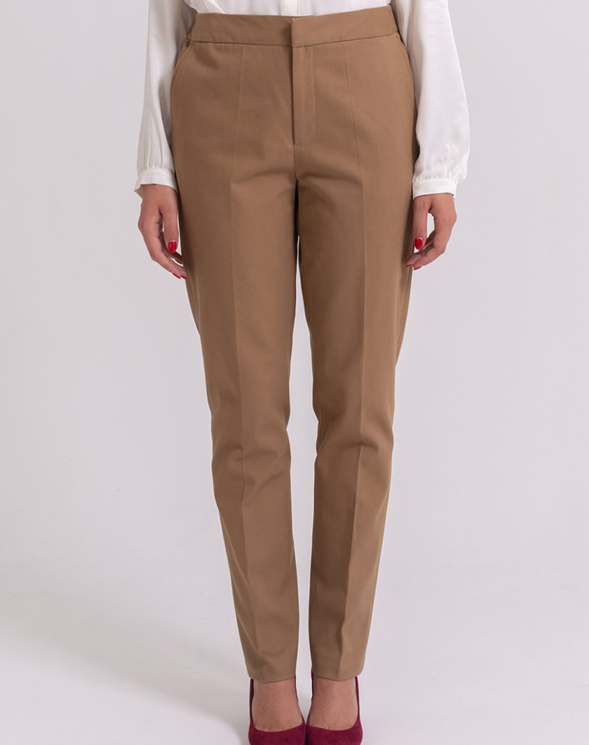Зауженные брюки из хлопка PPMT_PM-36_beige, фото 1 - в интернет магазине KAPSULA
