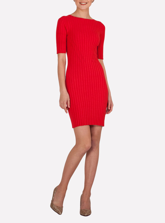 Тонкое вязаное платье мини JND_19-140610_red, фото 1 - в интернет магазине KAPSULA