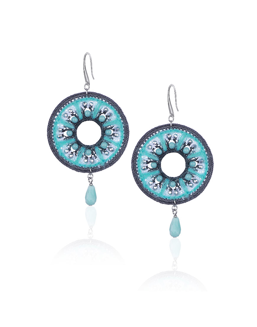 

Серьги из мохера, кварца, композита и Swarovski