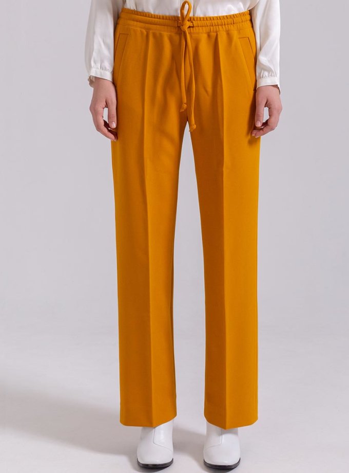 Прямые брюки на резинке PPMT_PM-44_yellow, фото 1 - в интернет магазине KAPSULA
