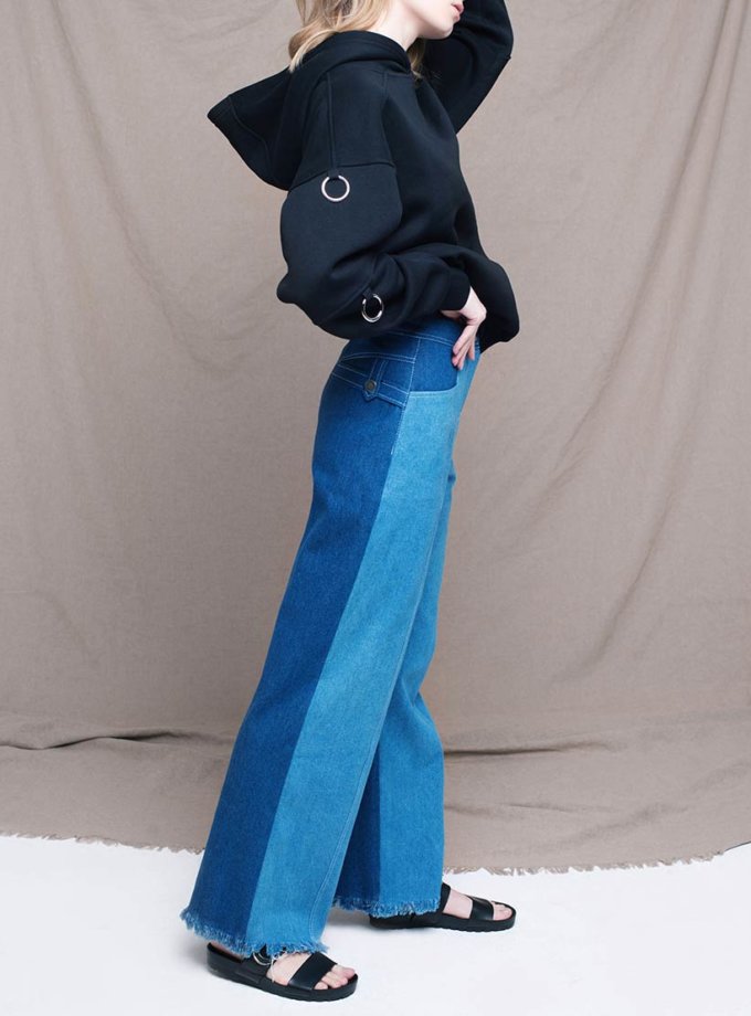 Широкие джинсы на высокой посадке CYAN_TR_L01, фото 1 - в интернет магазине KAPSULA
