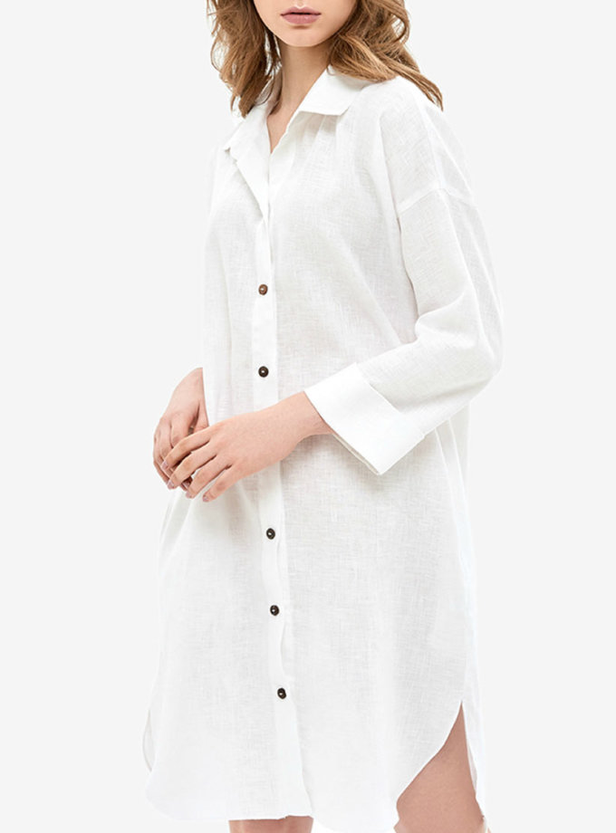 Льняное платье-рубашка для дома MRND_Н5-1, фото 1 - в интернет магазине KAPSULA