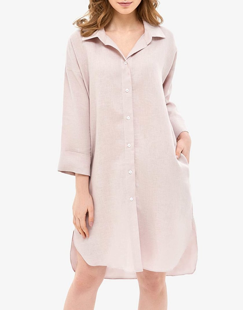 Льняное платье-рубашка для дома MRND_Н5-2, фото 1 - в интернет магазине KAPSULA