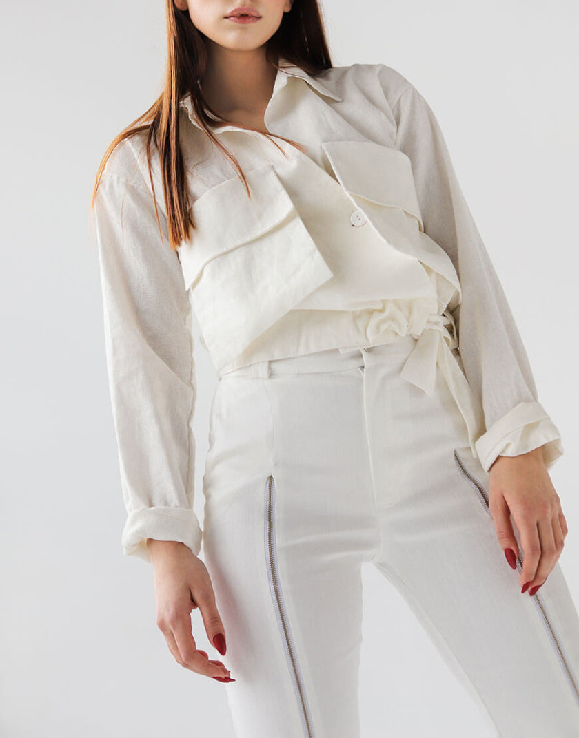 льняная рубашка с накладными карманами XM_xm_denim8, фото 1 - в интернет магазине KAPSULA