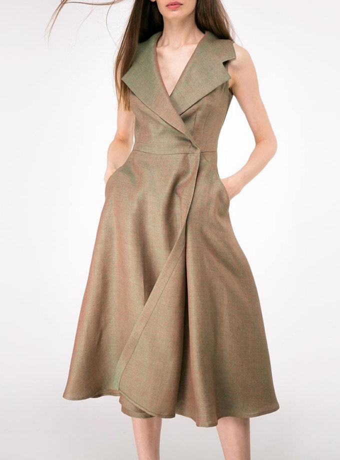 Льняное платье на запах SHKO-14093024, фото 1 - в интернет магазине KAPSULA