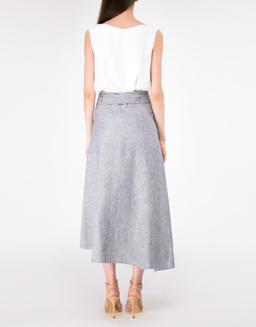 Льняная юбка с асимметричным низом SHKO-18028001, фото 1 - в интернет магазине KAPSULA