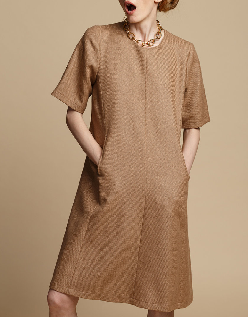 Шерстяное платье-трапеция INS_FW1920_11_02, фото 1 - в интернет магазине KAPSULA