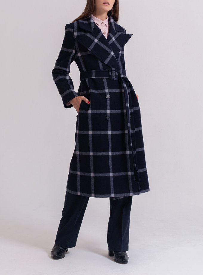 Двубортное пальто из шерсти PPM_PM-56_cage, фото 1 - в интернет магазине KAPSULA