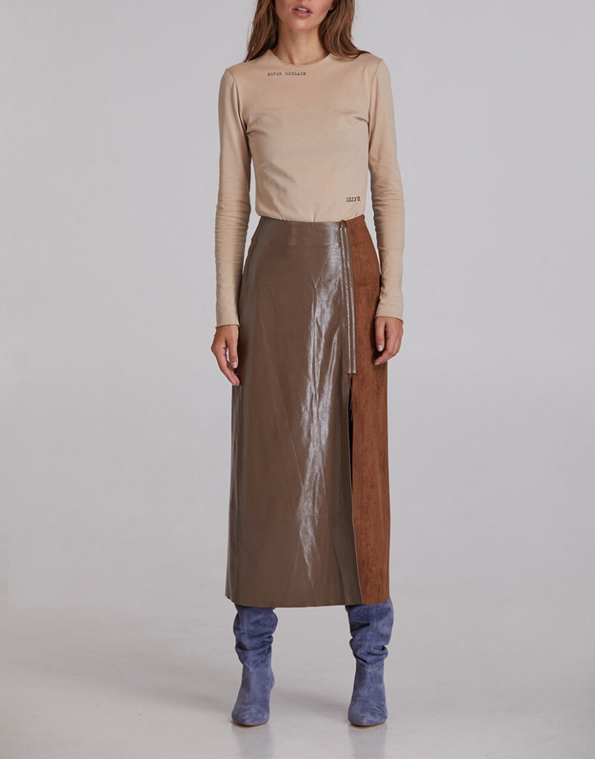 Лаковая юбка с разрезом SAYYA_FW928, фото 1 - в интернет магазине KAPSULA