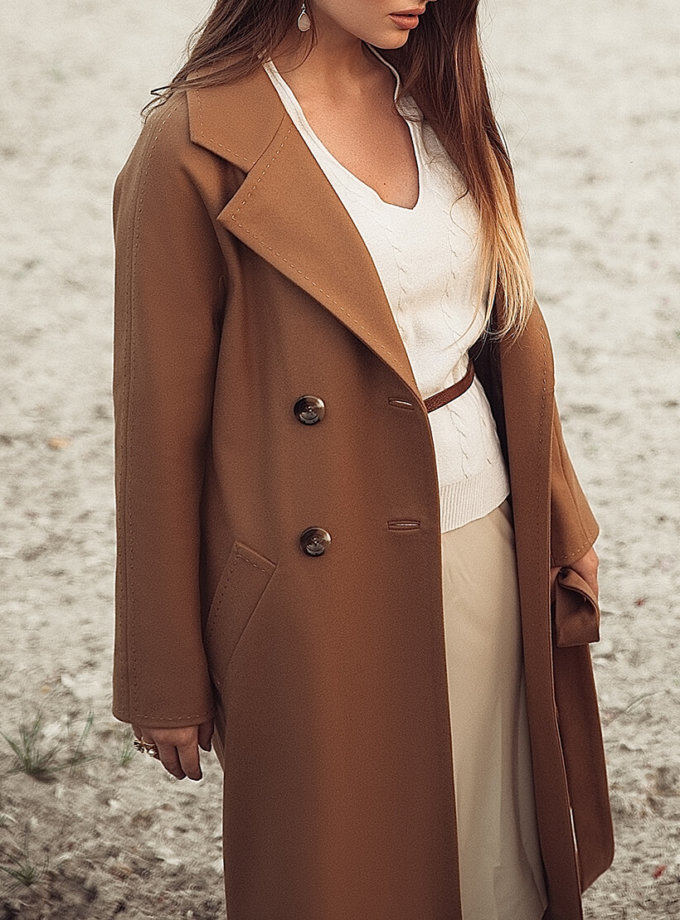 Двубортное пальто c рукавом реглан Camel WNDR_fw1920_ccam02, фото 1 - в интернет магазине KAPSULA