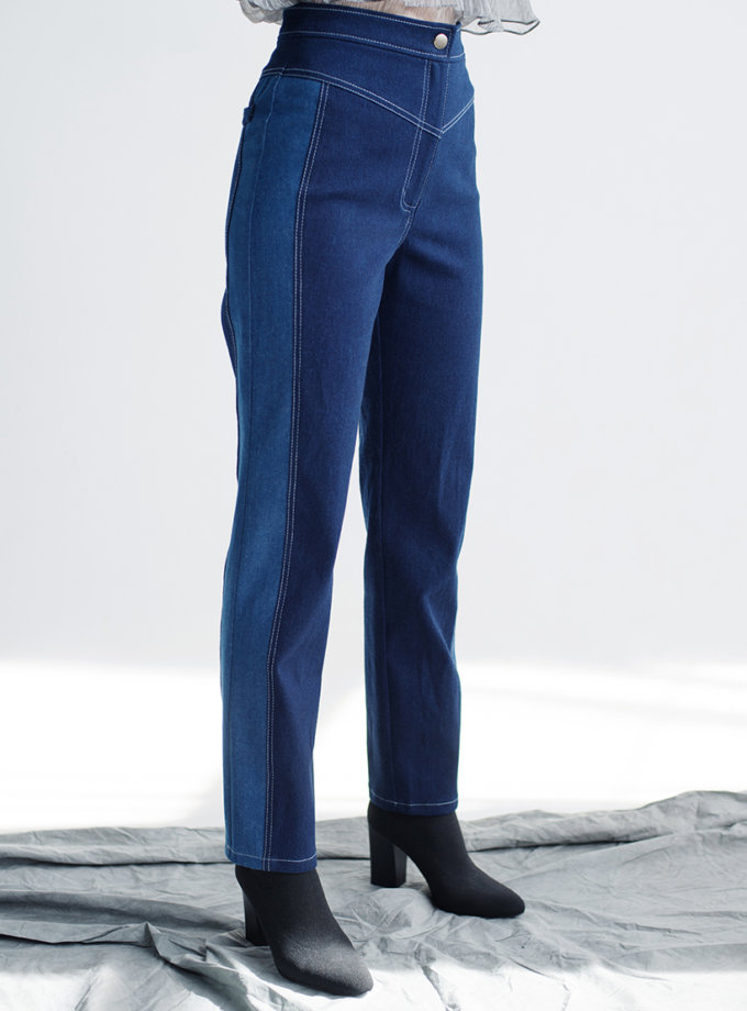 Прямые джинсы на высокой посадке CYAN_TR_M02, фото 1 - в интернет магазине KAPSULA