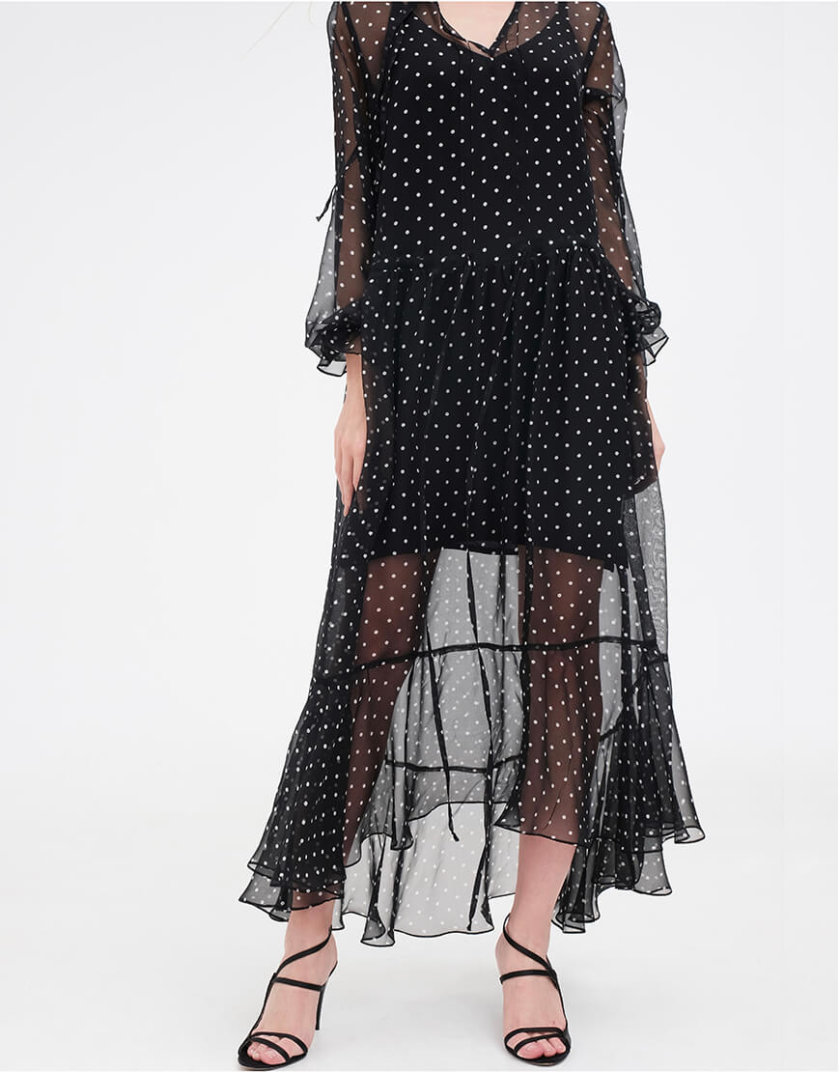 Шифоновое платье в стиле бохо MISS_DR-018-black, фото 1 - в интернет магазине KAPSULA