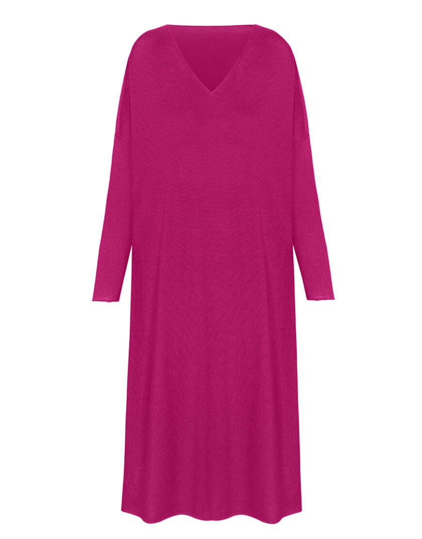 Вязаное платье-туника из шерсти мериноса MISS_DR-Wool-001-pink, фото 1 - в интернет магазине KAPSULA