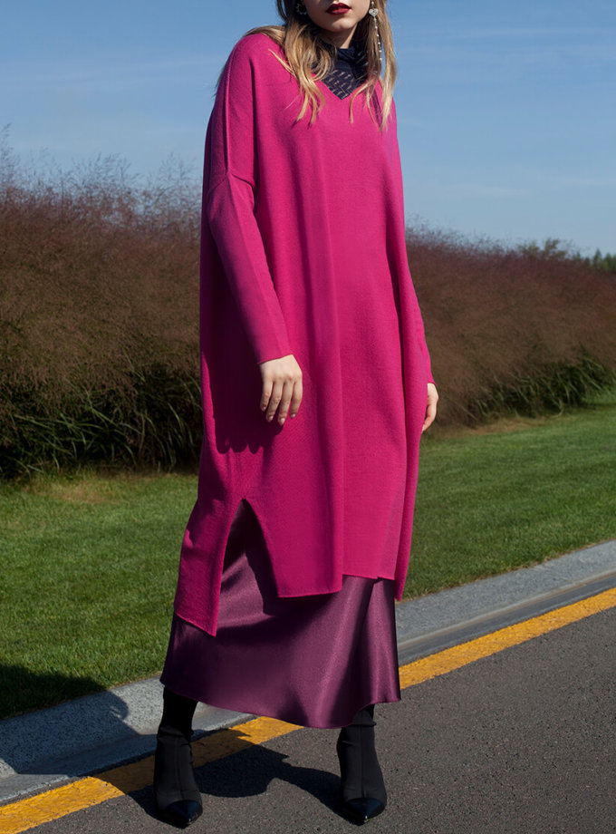 В'язана сукня-туніка з вовни мериноса MISS_DR-Wool-001-pink, фото 1 - в интернет магазине KAPSULA