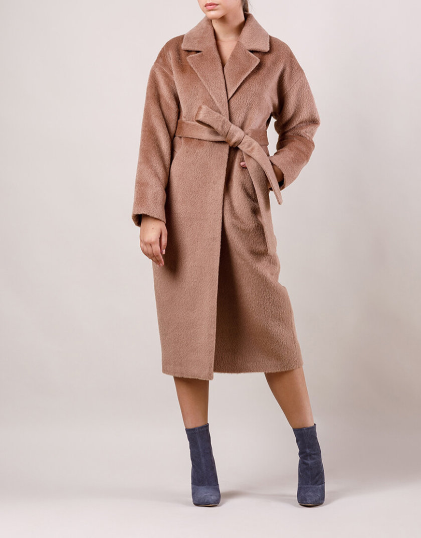 Утепленное пальто "еврозима" из шерсти Альпаки MMT_024.-caramel, фото 1 - в интернет магазине KAPSULA