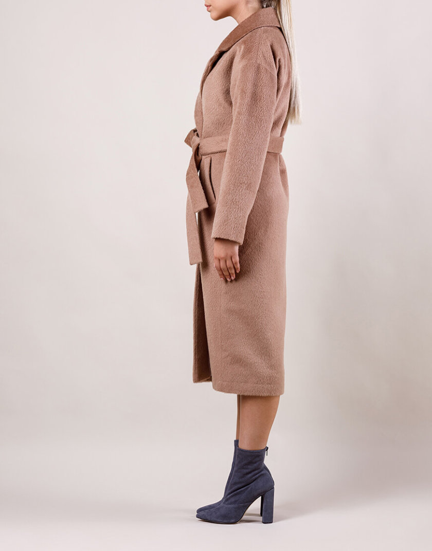 Утепленное пальто "еврозима" из шерсти Альпаки MMT_024.-caramel, фото 1 - в интернет магазине KAPSULA