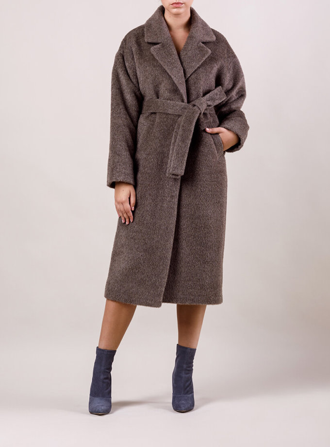 Утепленное пальто "еврозима" из ворсовой шерсти MMT_024.-nuts, фото 1 - в интернет магазине KAPSULA