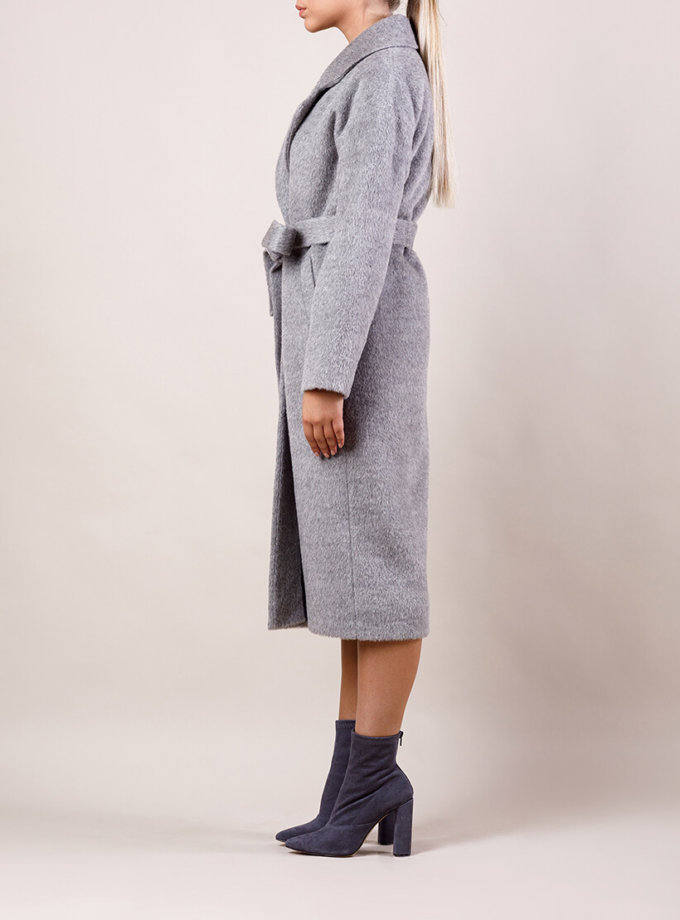 Утепленное пальто "еврозима" из шерсти Альпаки MMT_024.-light gray, фото 1 - в интернет магазине KAPSULA