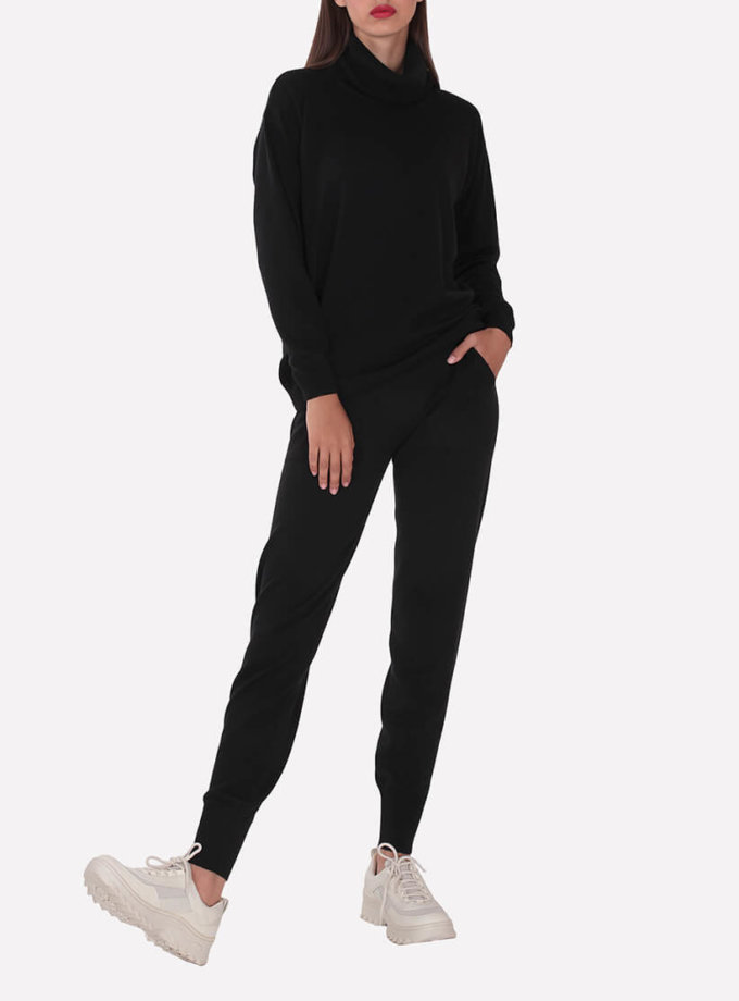Мериносовые брюки-джогеры JND_19-012109-black, фото 1 - в интернет магазине KAPSULA