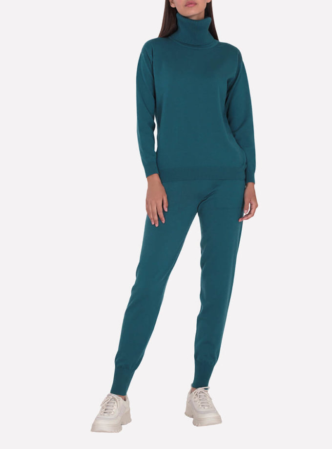 Мериносовые брюки-джогеры JND_19-012109-turquoise, фото 1 - в интернет магазине KAPSULA