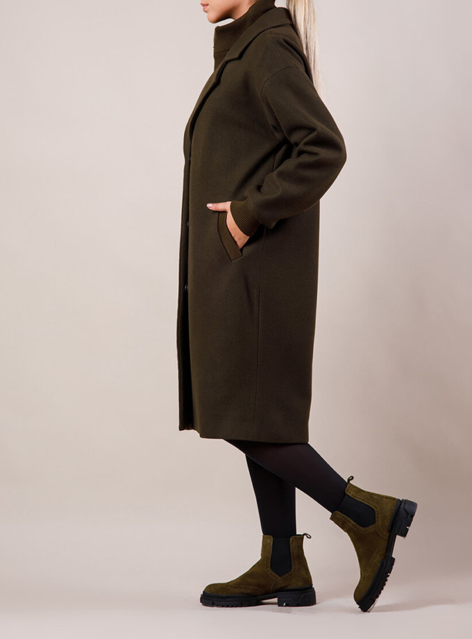 Зимнее пальто с воротом-стойкой MMT_19-13-khaki, фото 1 - в интернет магазине KAPSULA