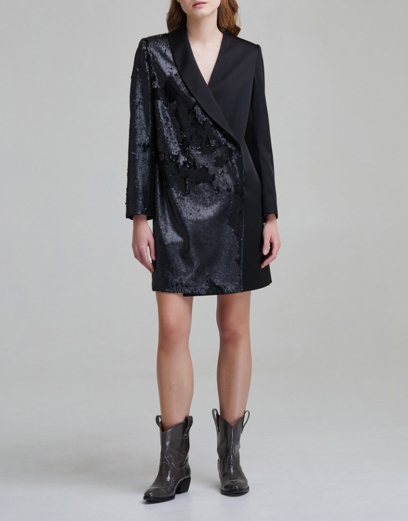 Атласное платье жакет с пайетками SAYYA _FW 846, фото 1 - в интернет магазине KAPSULA
