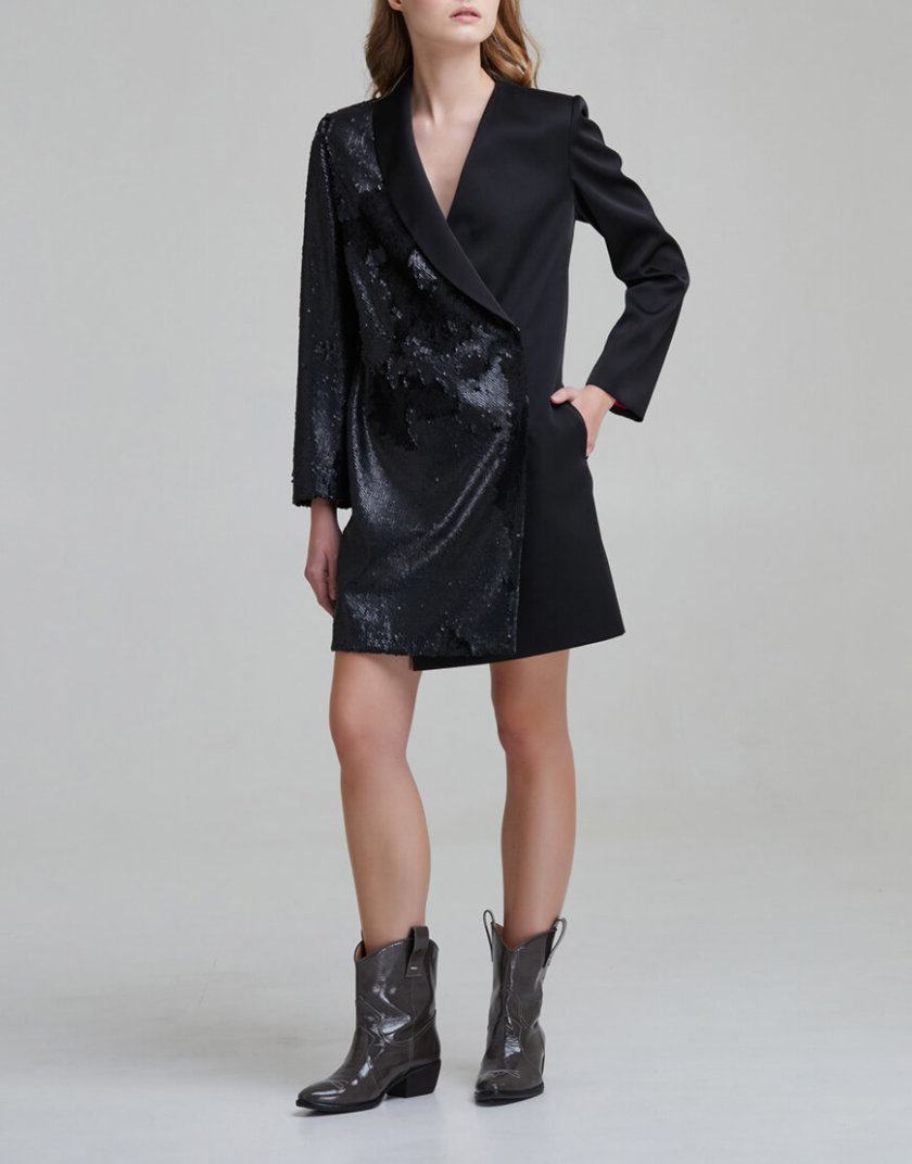 Атласное платье жакет с пайетками SAYYA _FW 846, фото 1 - в интернет магазине KAPSULA
