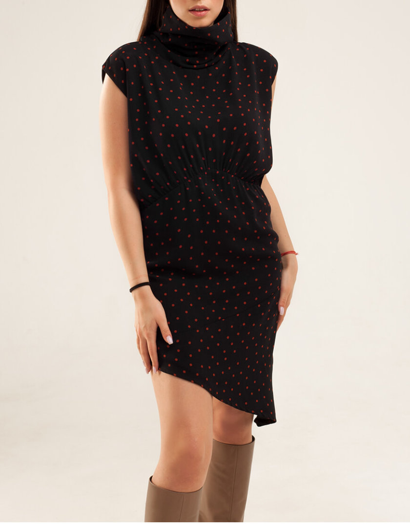 Асимметричное платье в горох XM_basic12, фото 1 - в интернет магазине KAPSULA