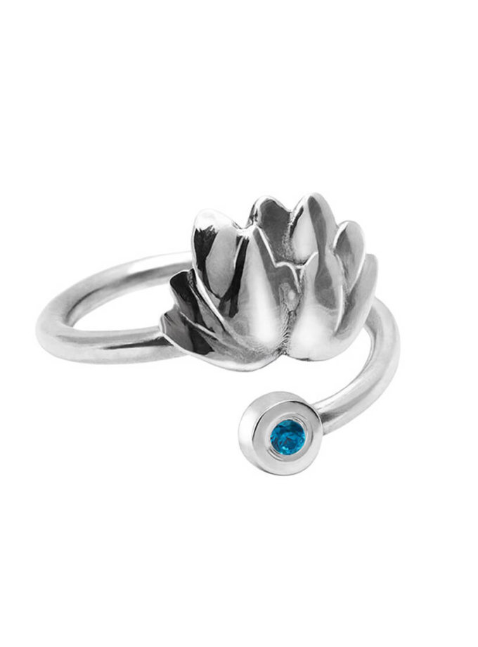 Кольцо на фалангу Лотос BLU YSB_К-791-2-blue, фото 1 - в интернет магазине KAPSULA