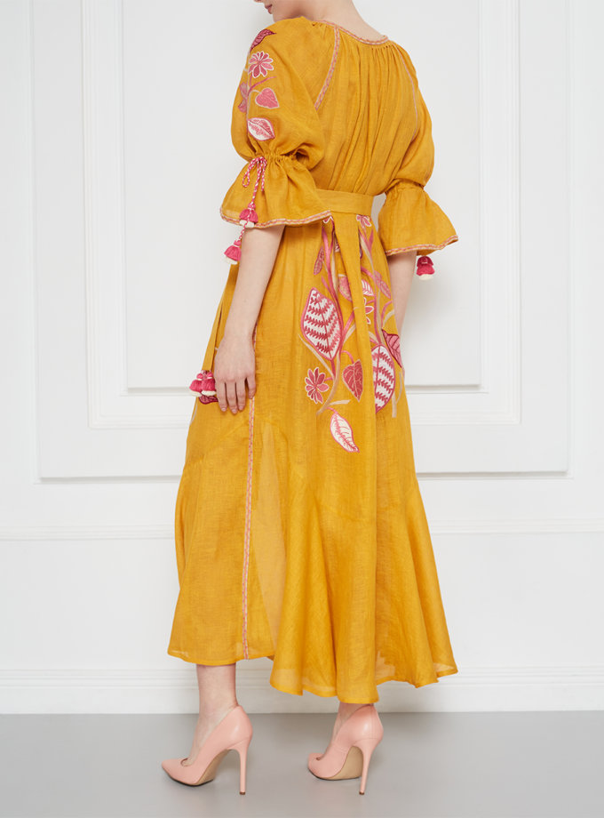 Платье Эдэм из льна  с вышивкой FOBERI_SS20032, фото 1 - в интернет магазине KAPSULA