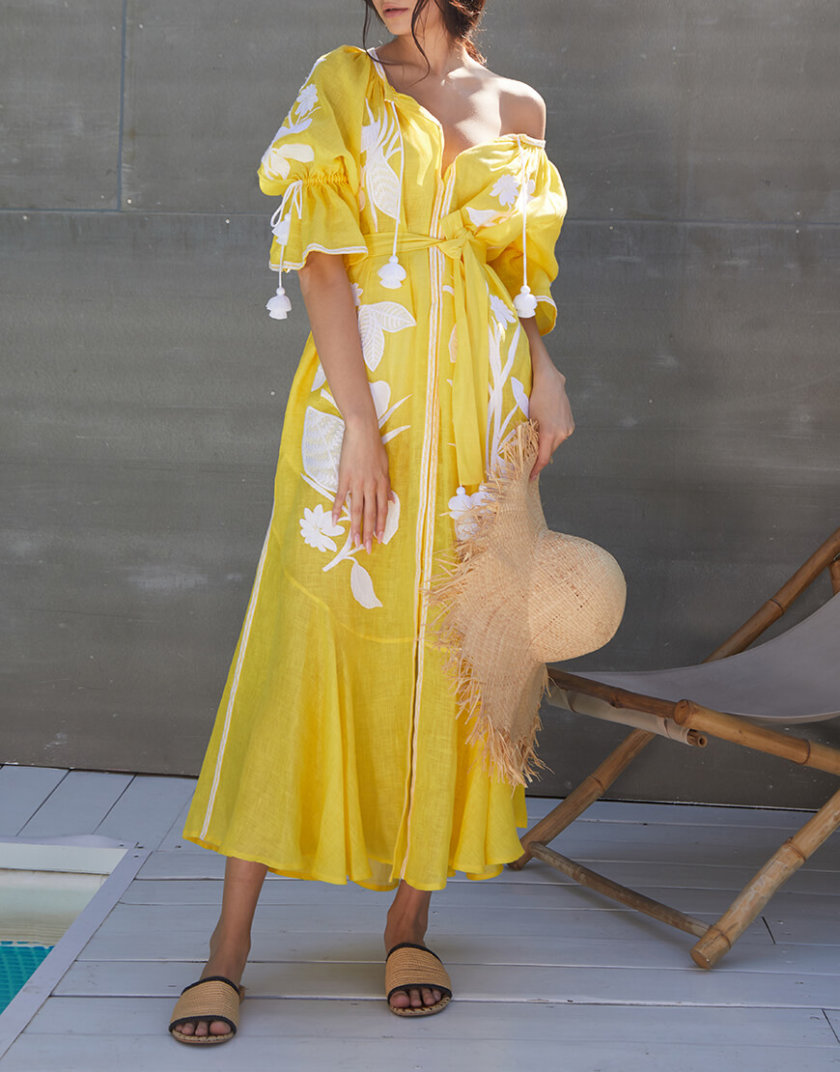 Платье из льна Эдэм на кнопках FOBERI_SS20022, фото 1 - в интернет магазине KAPSULA