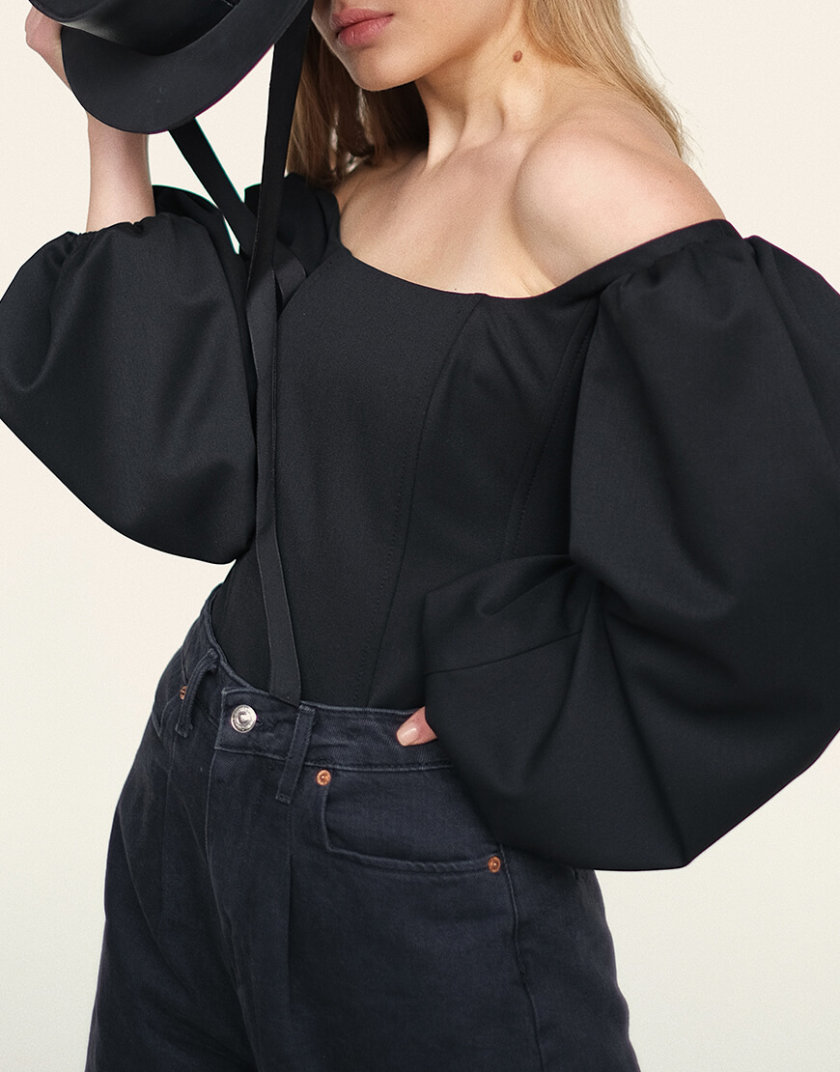 Корсет с рукавами-буфами MSY_black_corset, фото 1 - в интернет магазине KAPSULA