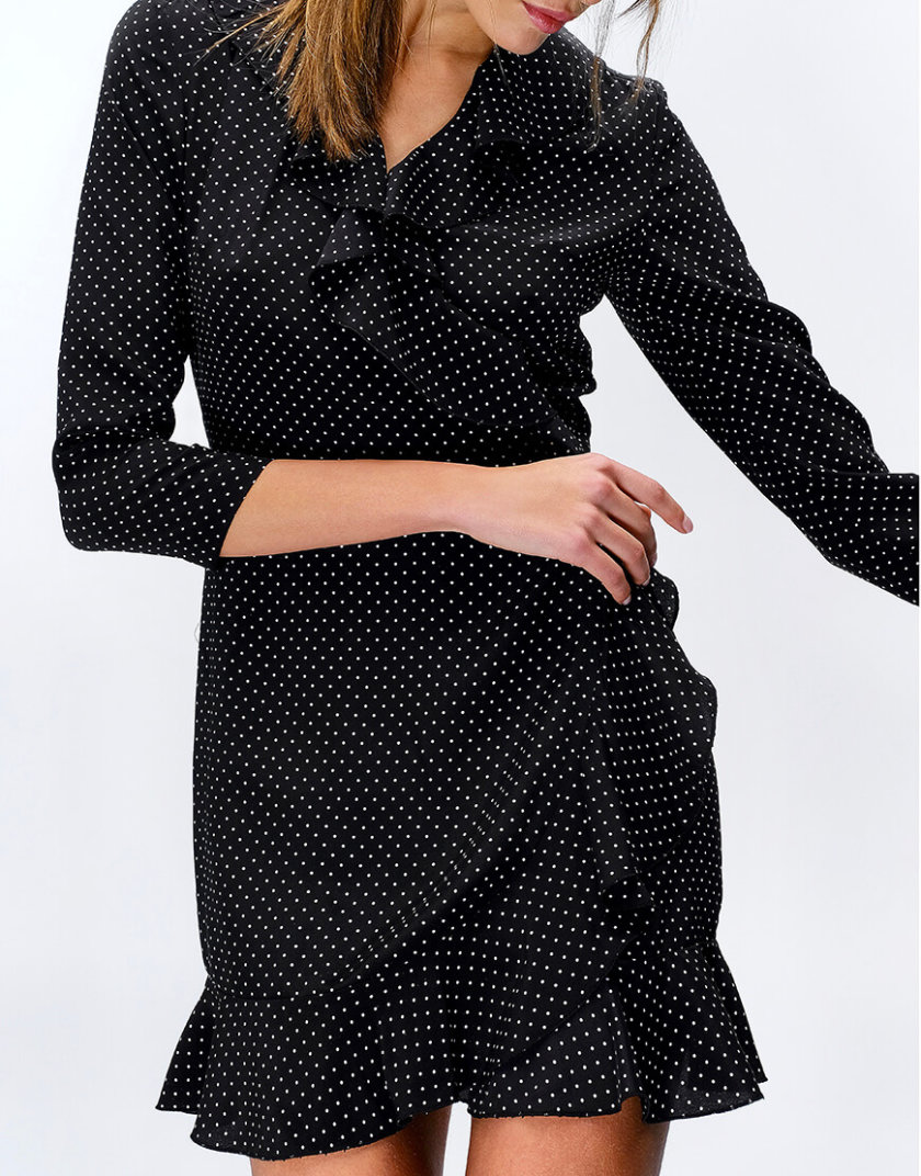 Шелковое платье на запах MISS_DR-015-black, фото 1 - в интернет магазине KAPSULA