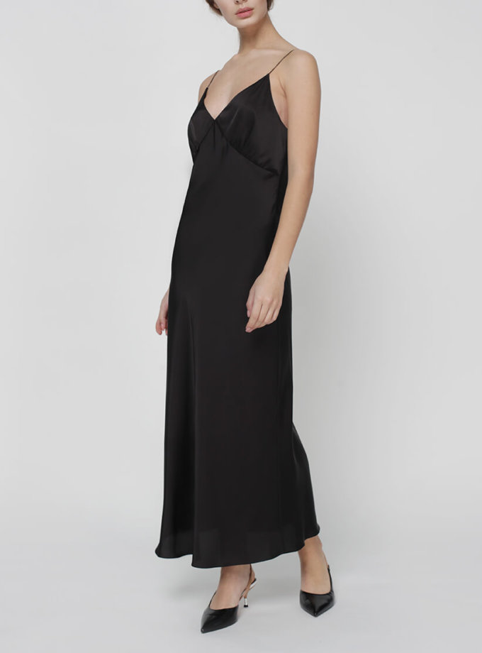 Платье комбинация Peony со стразами MISS_DR-017-black, фото 1 - в интернет магазине KAPSULA