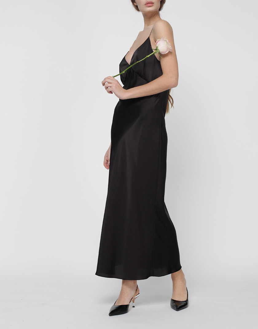 Платье комбинация Peony со стразами MISS_DR-017-black, фото 1 - в интернет магазине KAPSULA