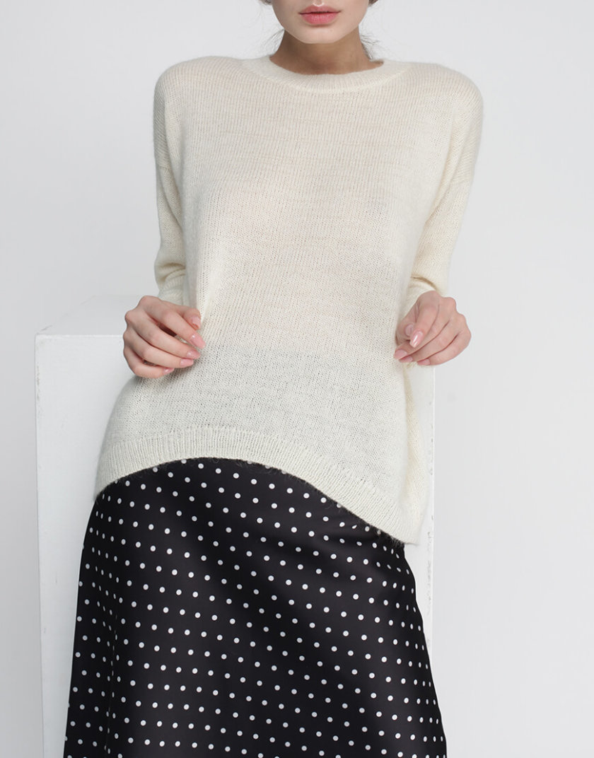 Тонкий светр з кідмохеру MISS_PU-013-white, фото 1 - в интернет магазине KAPSULA