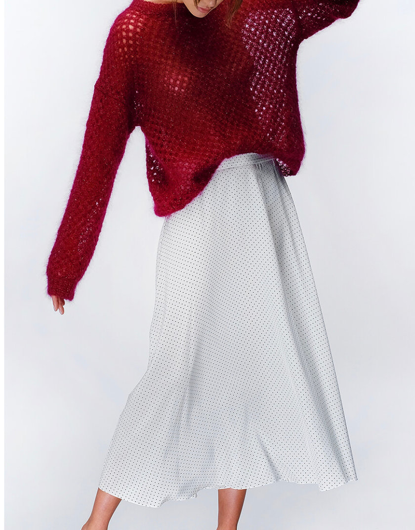 Шелковая юбка в горох MISS_SK-07-white, фото 1 - в интернет магазине KAPSULA