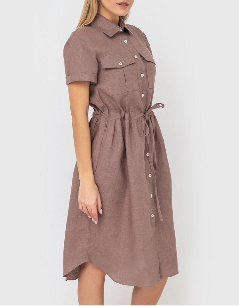 Платье-рубашка из льна MRND_М53-1, фото 1 - в интернет магазине KAPSULA