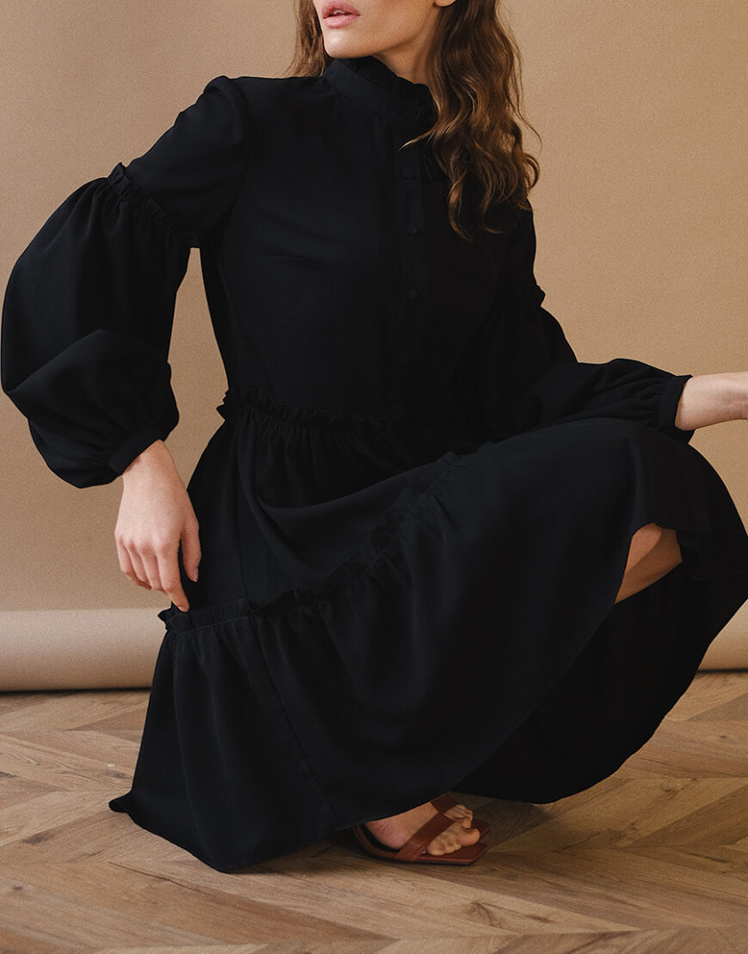 Платье с рукавами-буфами MSY_blackdress_mini, фото 1 - в интернет магазине KAPSULA