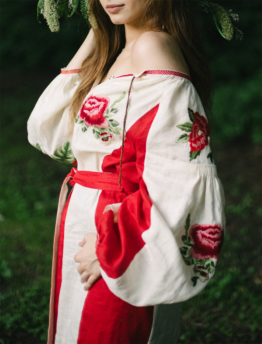Льняное платье миди Флора FOBERI_SS20090, фото 1 - в интернет магазине KAPSULA