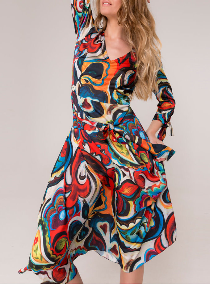 Шелковое платье с поясом AD_160320, фото 1 - в интернет магазине KAPSULA