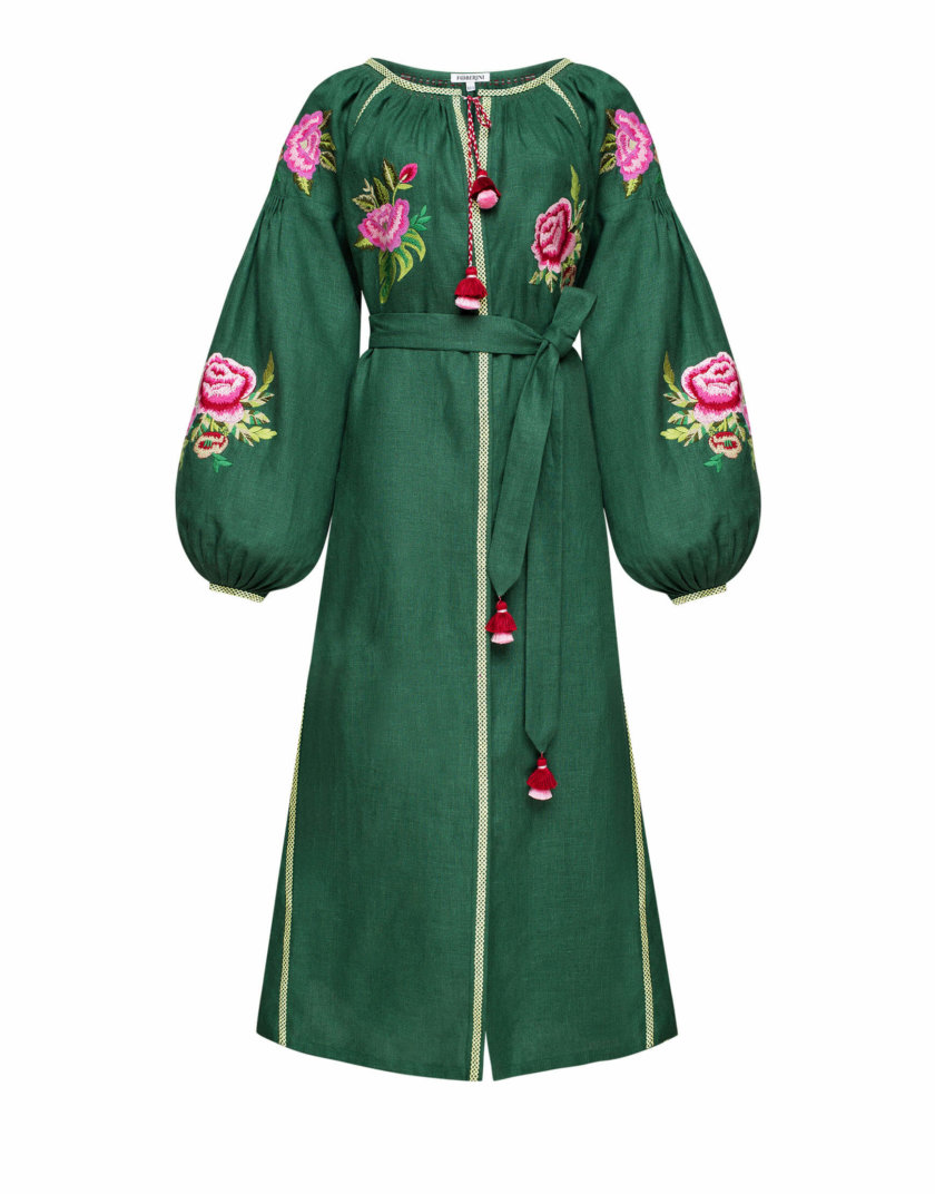 Льняное платье миди ФЛОРА FOBERI_SS20050, фото 1 - в интернет магазине KAPSULA