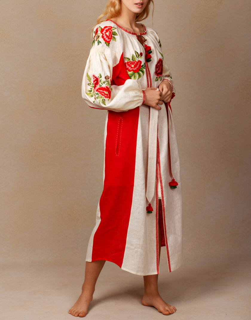 Льняное платье миди Флора FOBERI_SS20090, фото 1 - в интернет магазине KAPSULA