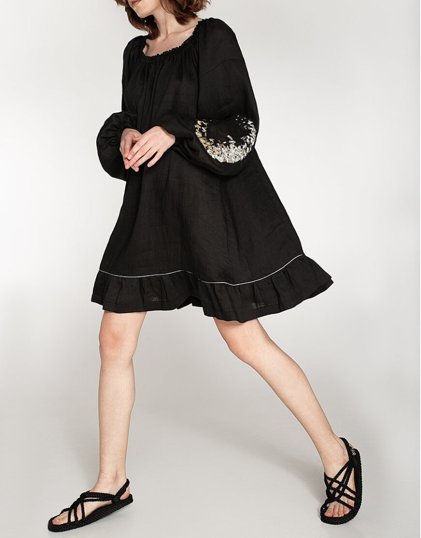 Льняное платье со спущенными плечами WNDR_ss20_dsb_04, фото 1 - в интернет магазине KAPSULA